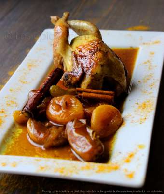 Cailles en tajine, miel et fruits moelleux