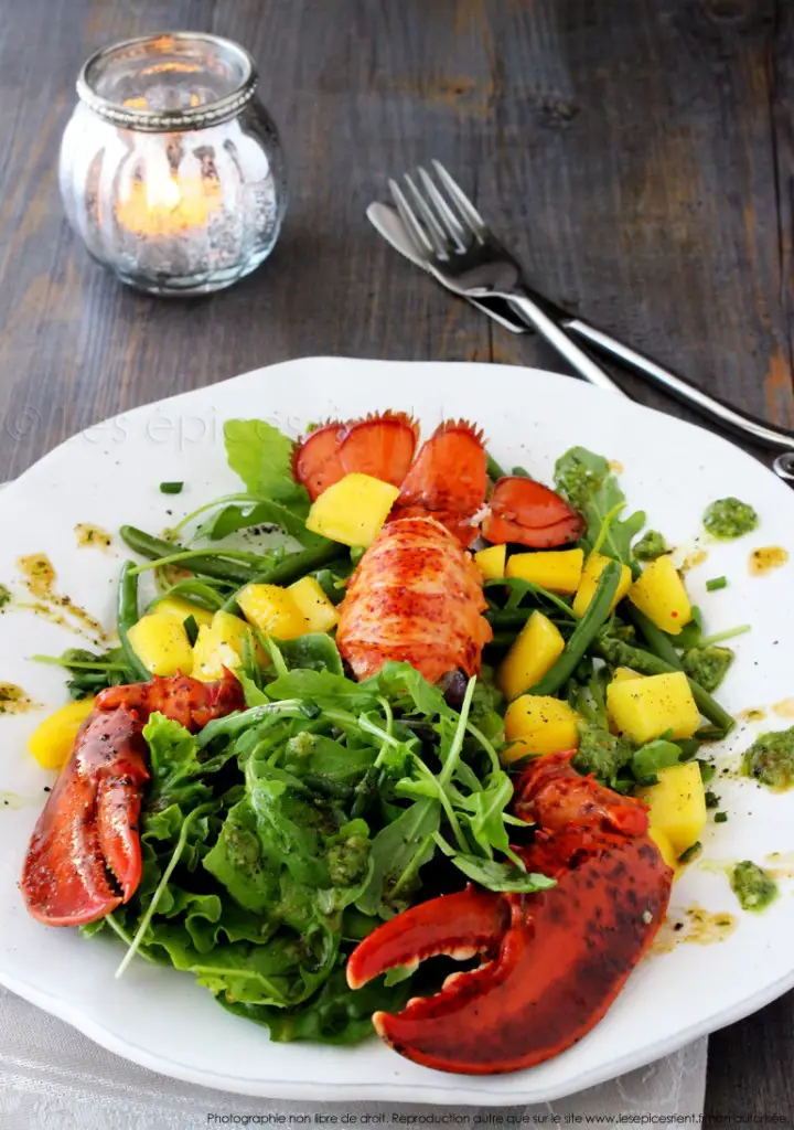 Salade festive de homard et sa vinaigrette aux agrumes  Les épices rient