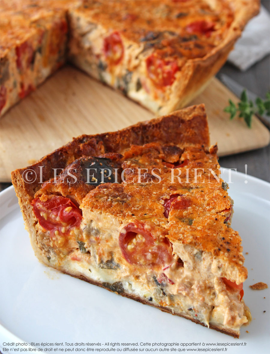 Tarte campagnarde à la ratatouille et au fromage de chèvre, parfumée et onctueuse