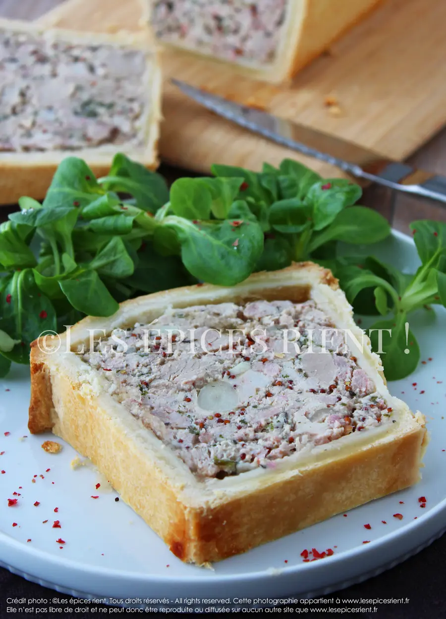 Pâté en croûte maison, farce savoureuse veau & volaille, graines de moutarde