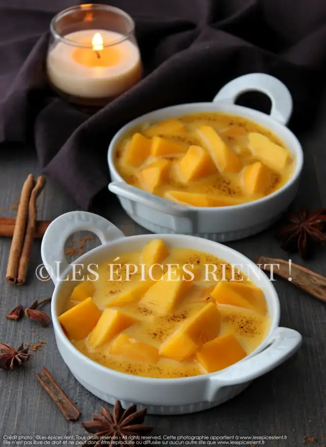 Gratin de mangue, sabayon parfumé aux épices douces