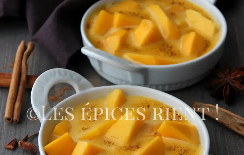 Gratin de mangue, sabayon parfumé aux épices douces