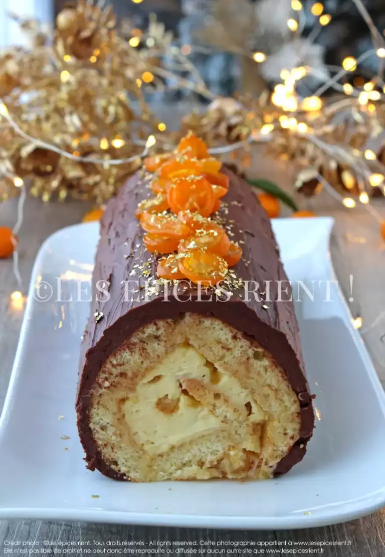 Bûche de Noël à l'orange et au Grand Marnier